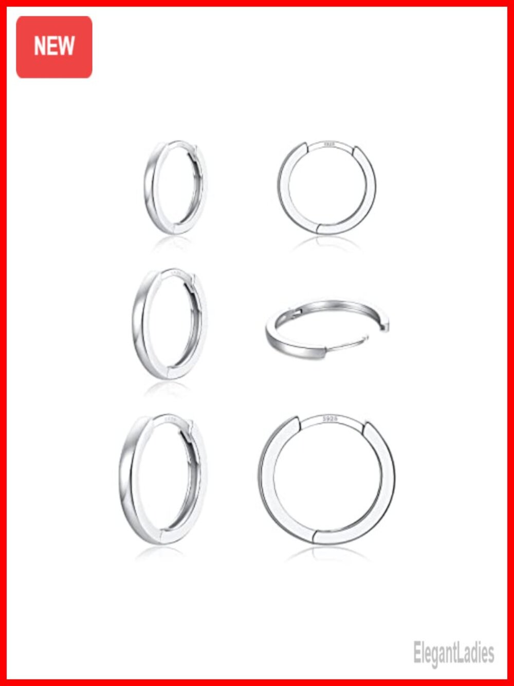 925 Sterling Silver Small Huggie Hoop Earrings Hypoallergenic 3 Pairs